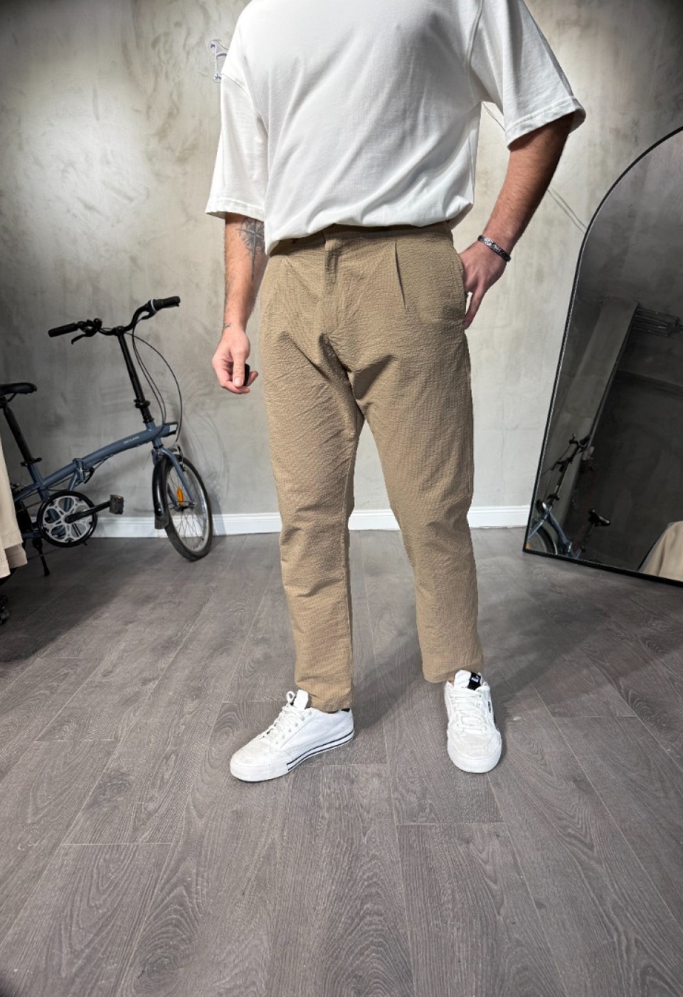 Çizgili Boyfriend Pantolon