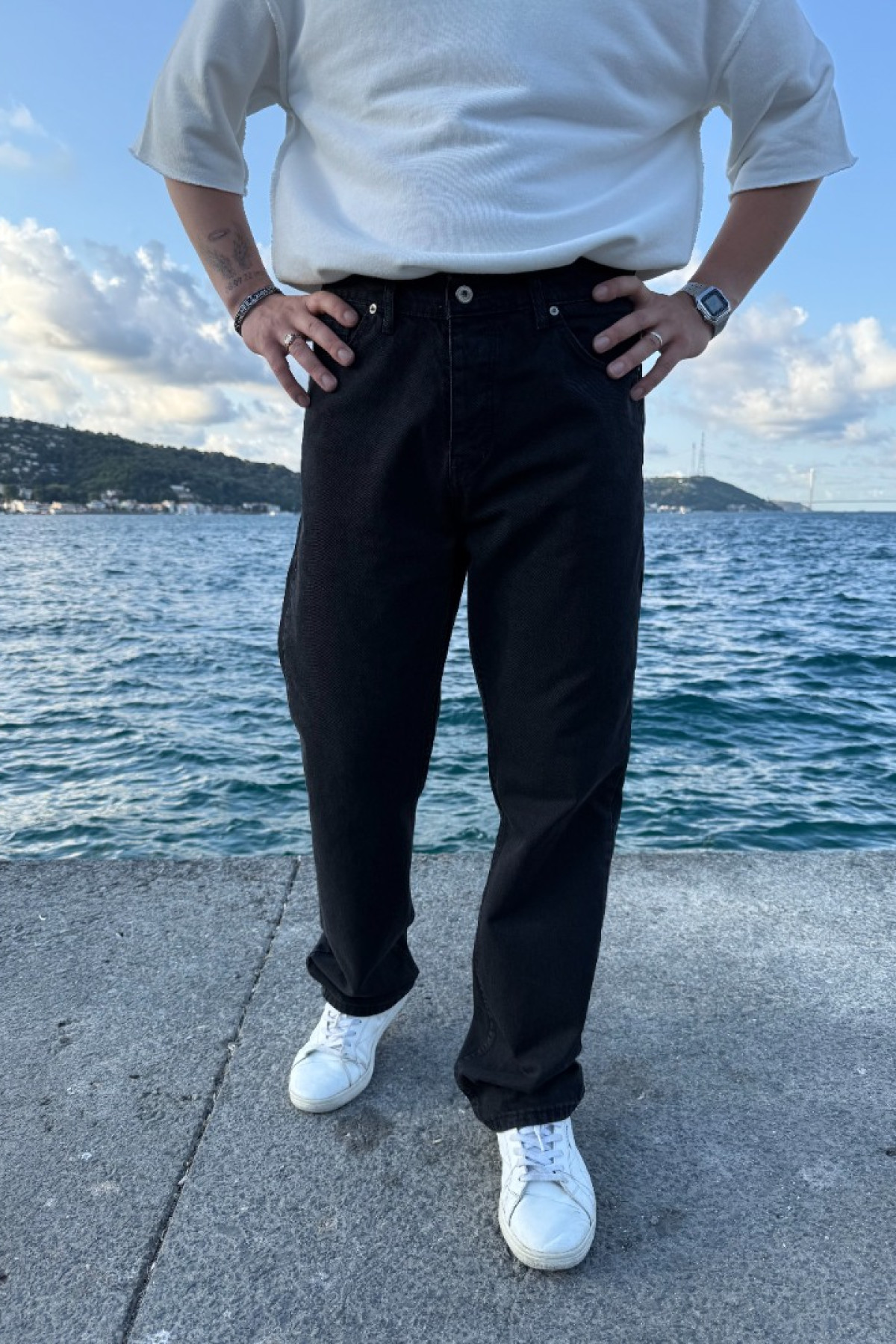 Baggy Siyah Kot Pantolon