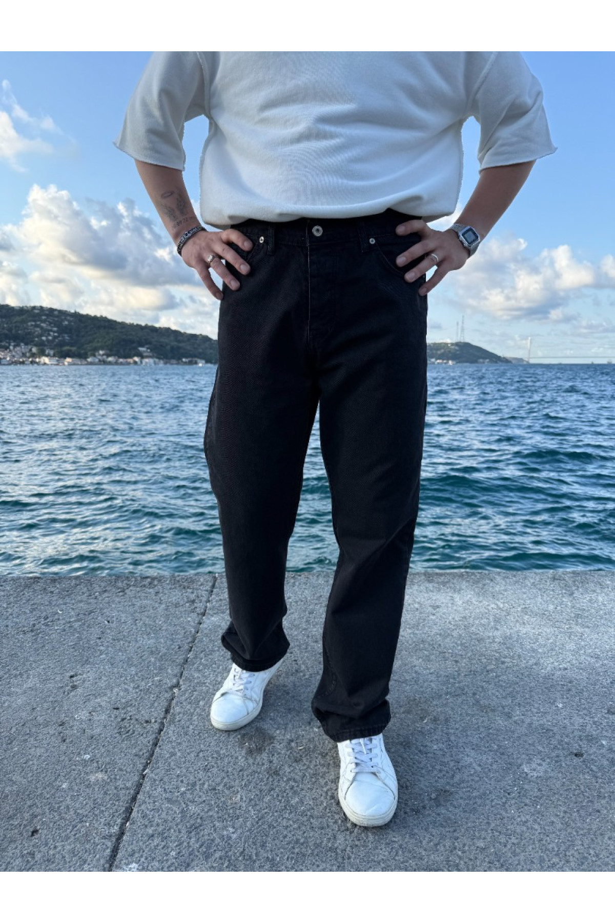 Baggy Siyah Kot Pantolon