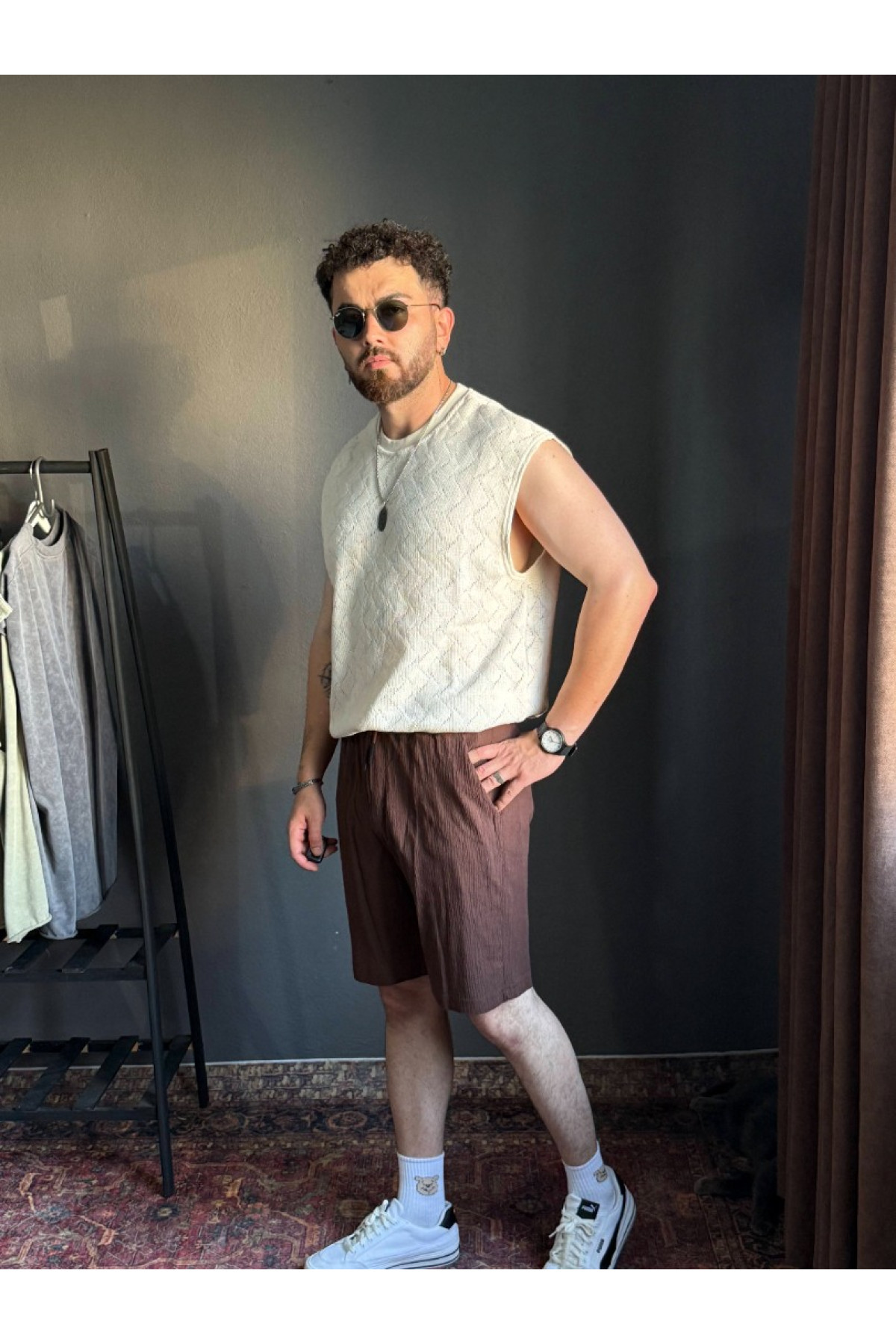 Desenli Sıfır Kol T-Shirt Desenli Sıfır Kol T-Shirt