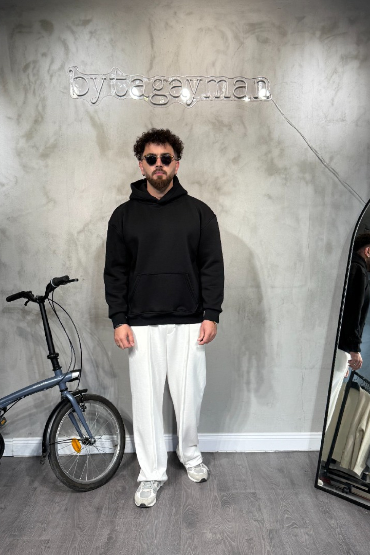 3’İplik Kapüşonlu Siyah Sweatshirt