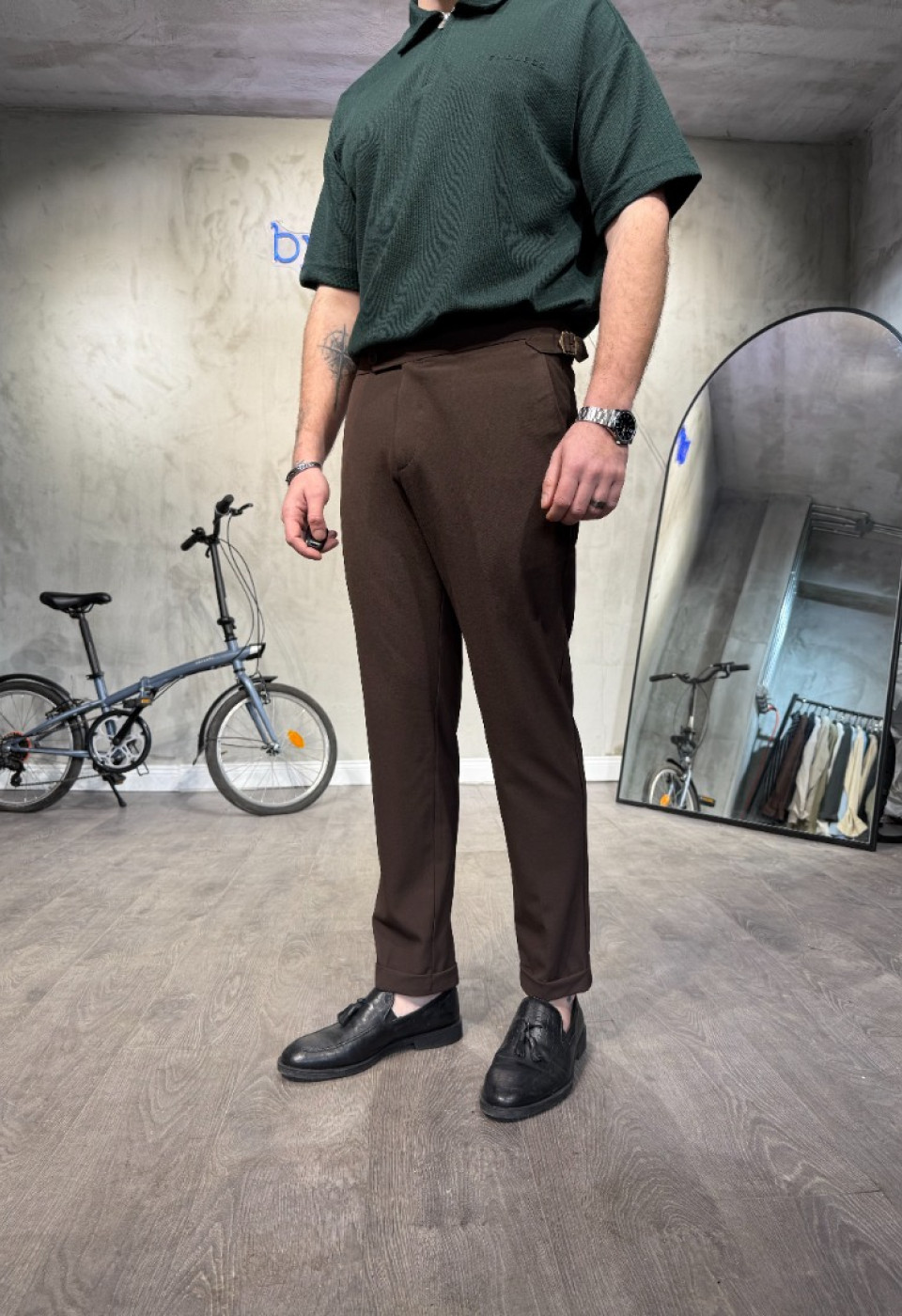 İtalyan Kesim Kahve Kumaş Pantolon