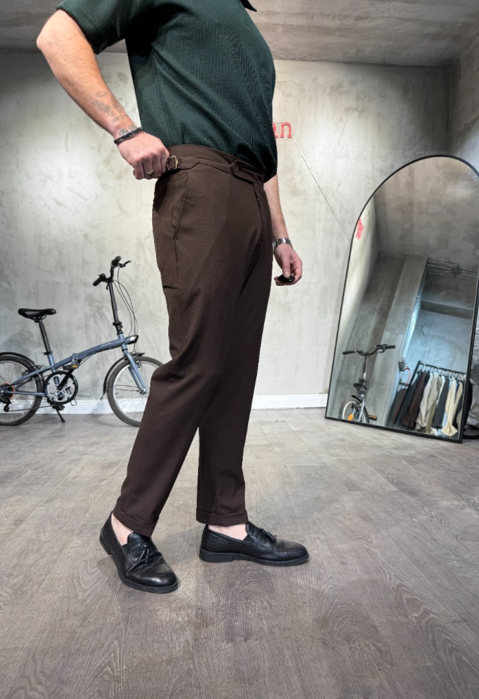 İtalyan Kesim Kahve Kumaş Pantolon
