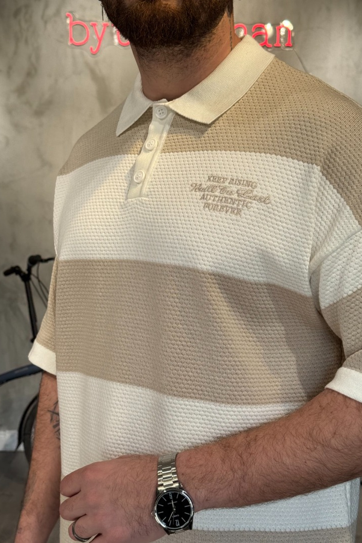 Bej Polo Yaka T-Shirt Bej Polo Yaka T-Shirt
