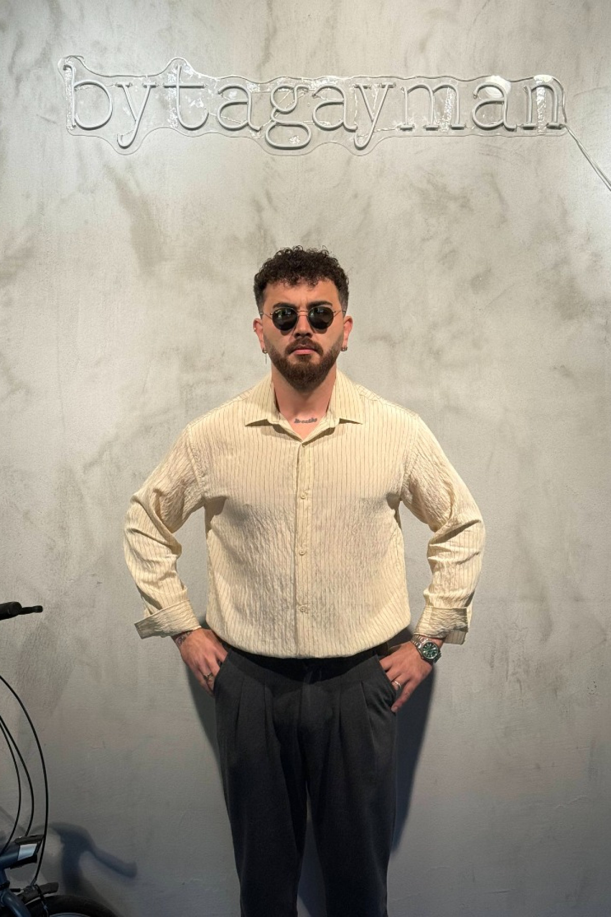 Çizgili Oversize Modal Bej Gömlek Çizgili Oversize Modal Bej Gömlek