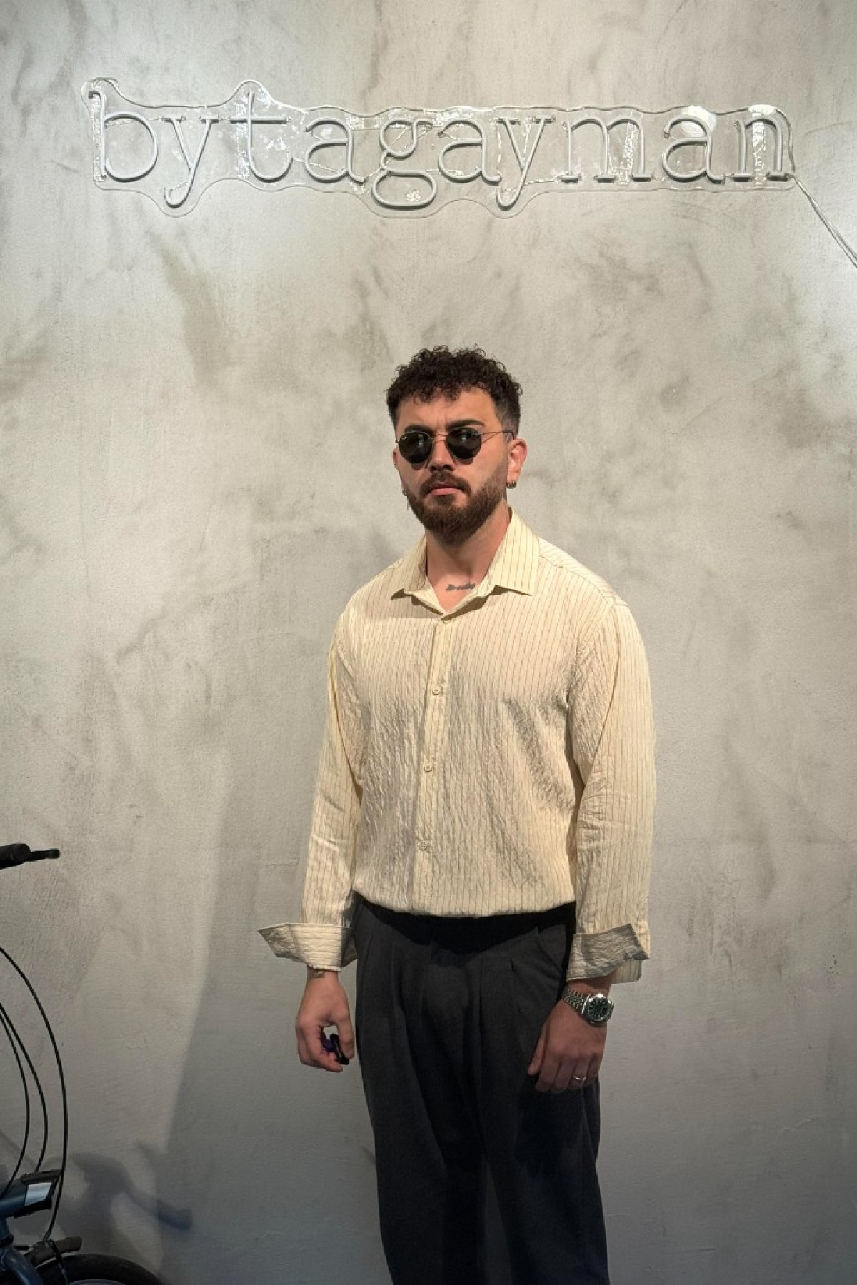 Çizgili Oversize Modal Bej Gömlek Çizgili Oversize Modal Bej Gömlek