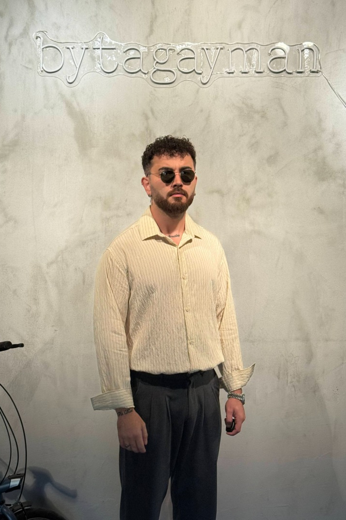 Çizgili Oversize Modal Bej Gömlek Çizgili Oversize Modal Bej Gömlek