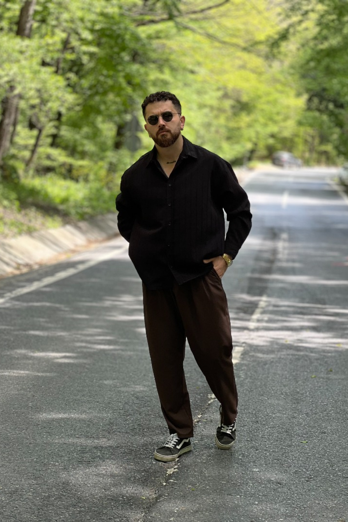 Siyah Çizgili Tensel Kumaş Gömlek