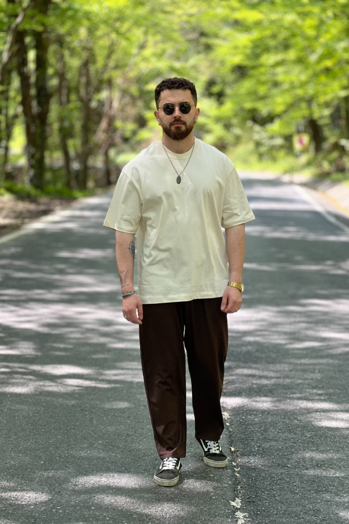 Krem Oversize Basic T-Shirt