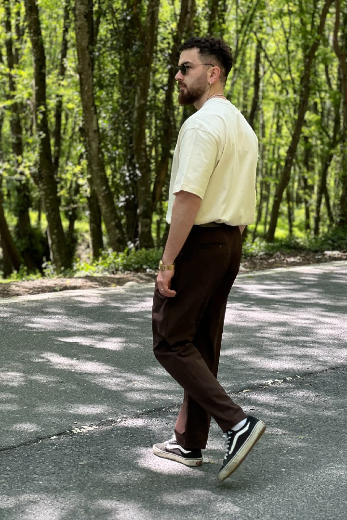 Krem Oversize Basic T-Shirt