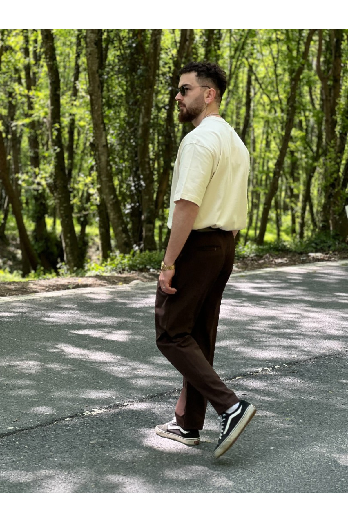 Krem Oversize Basic T-Shirt