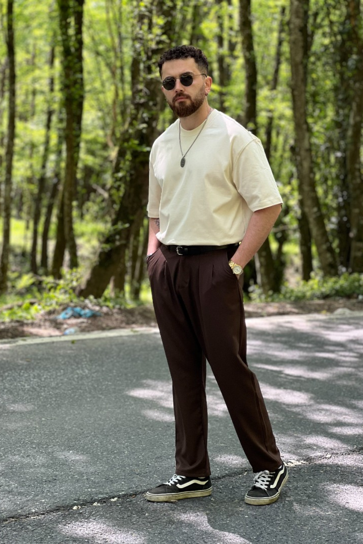 Krem Oversize Basic T-Shirt