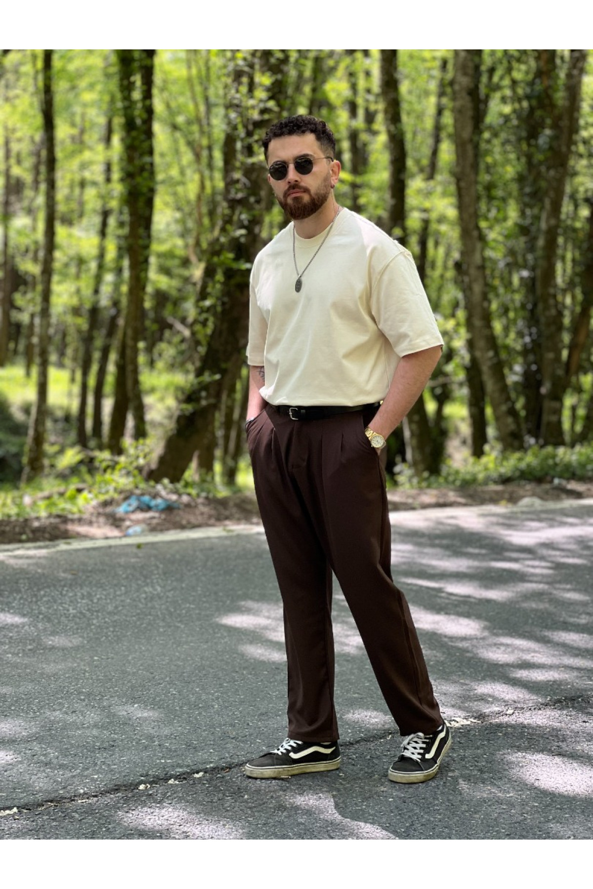 Krem Oversize Basic T-Shirt