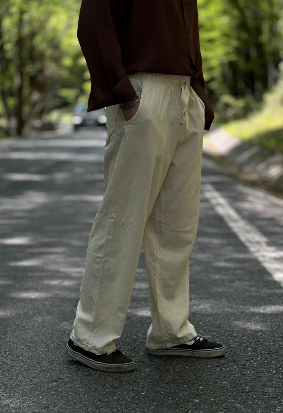 Ekru Baggy Pantolon Kumaş Ekru Baggy Pantolon Kumaş