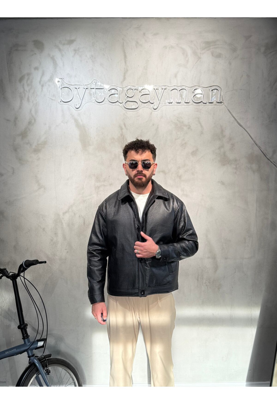 Yıkamalı Deri Kumaş Mont