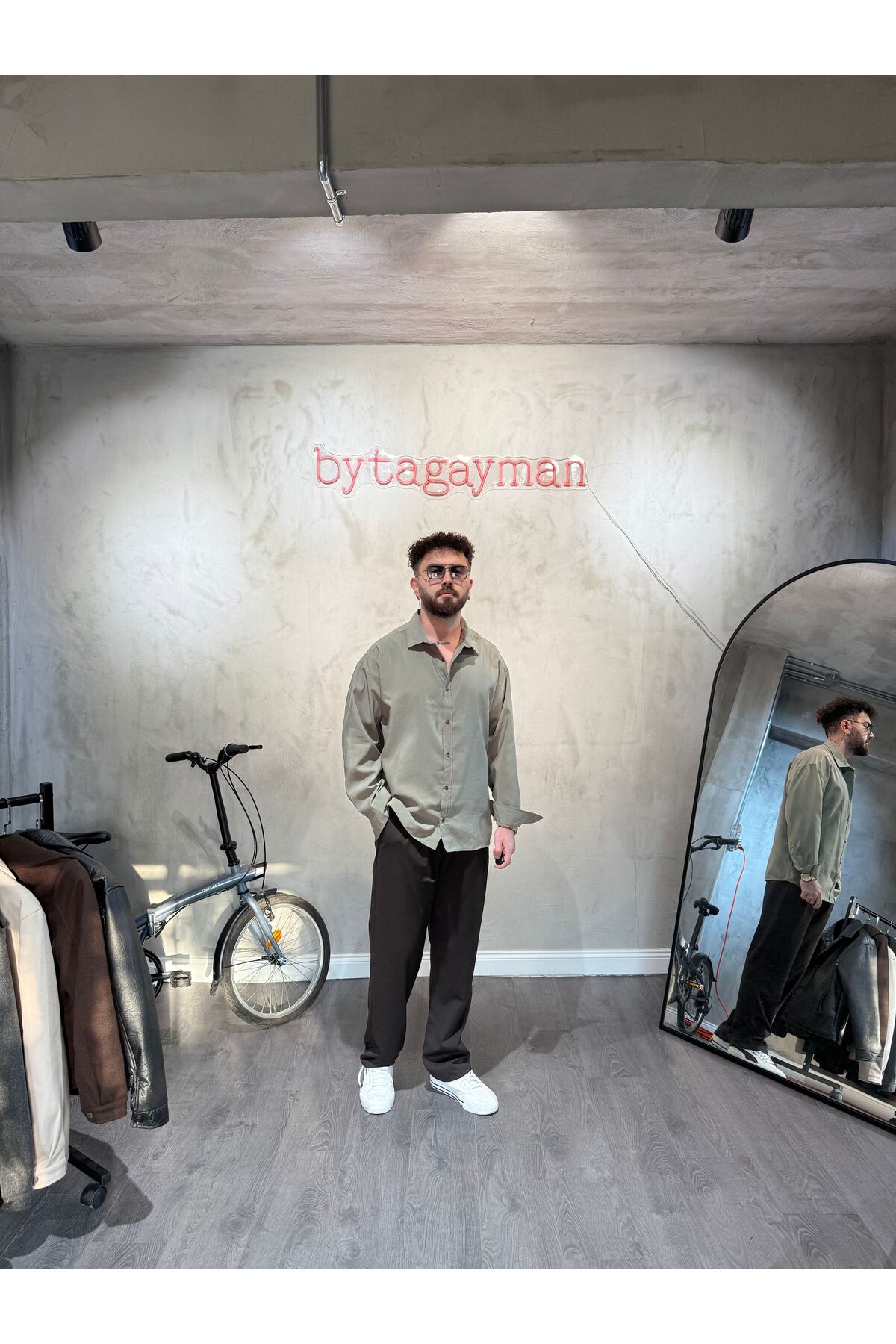 Haki Oversize Modal Gömlek Haki Oversize Modal Gömlek