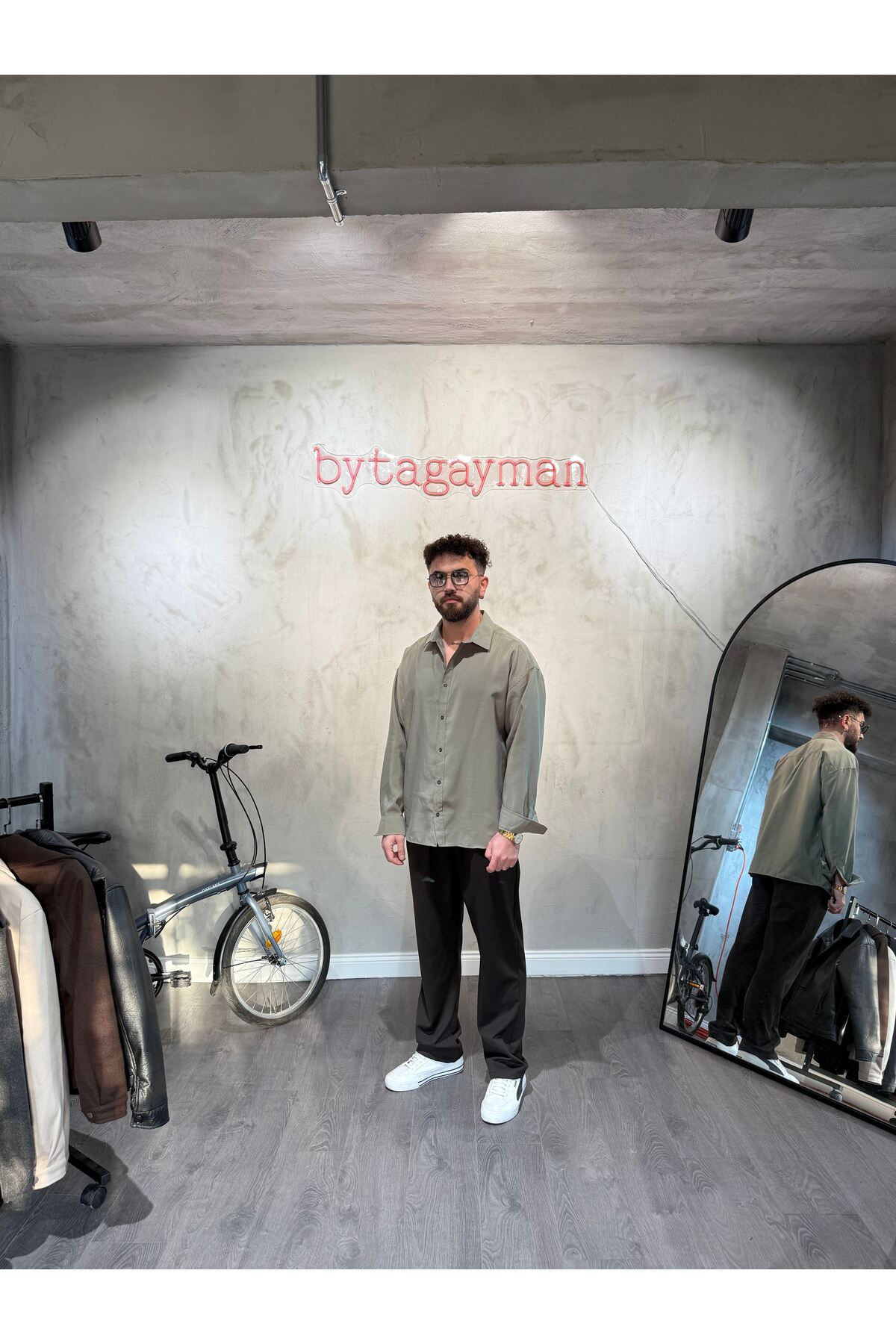 Haki Oversize Modal Gömlek Haki Oversize Modal Gömlek