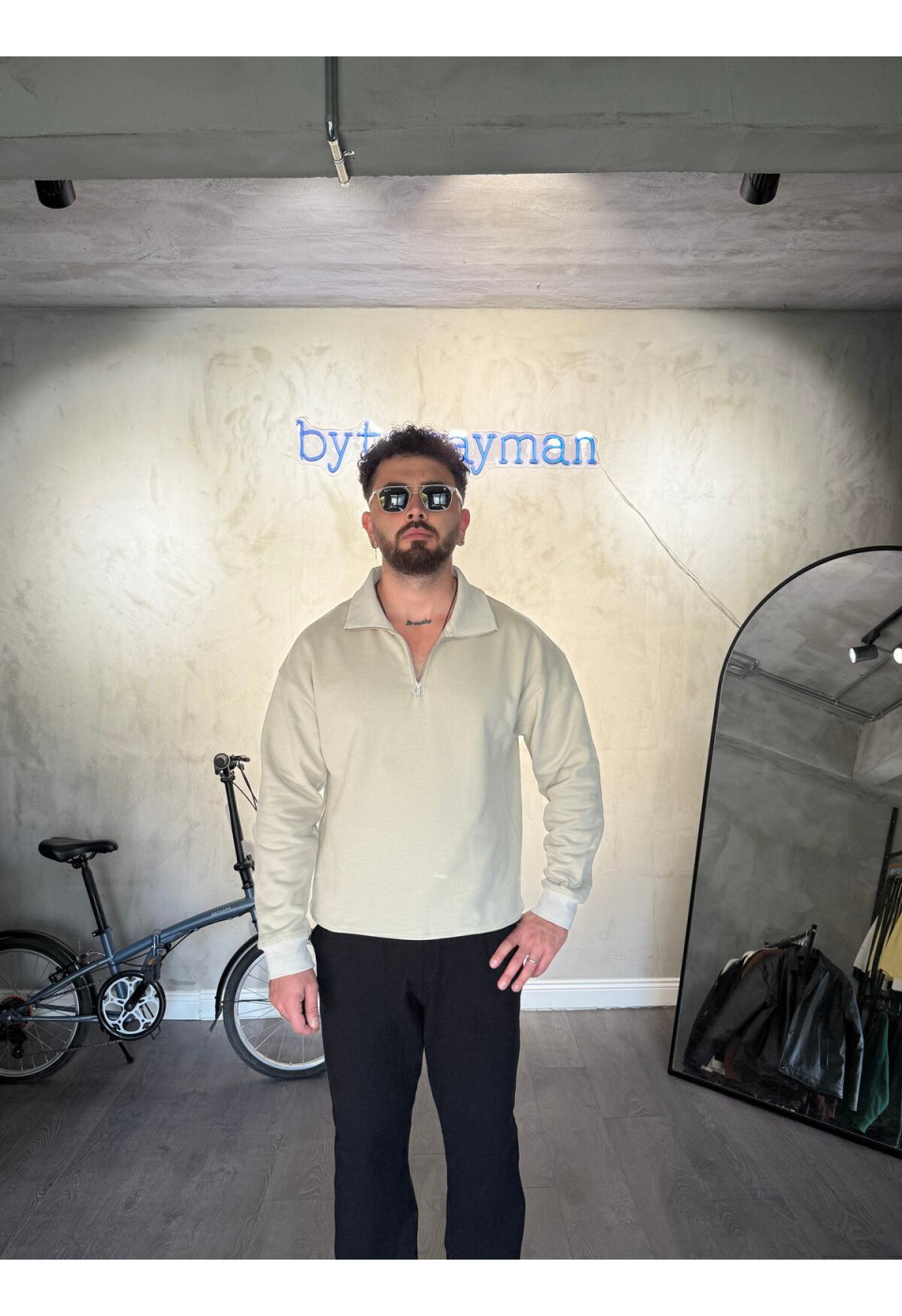 Oversize Bej Sweatshirt