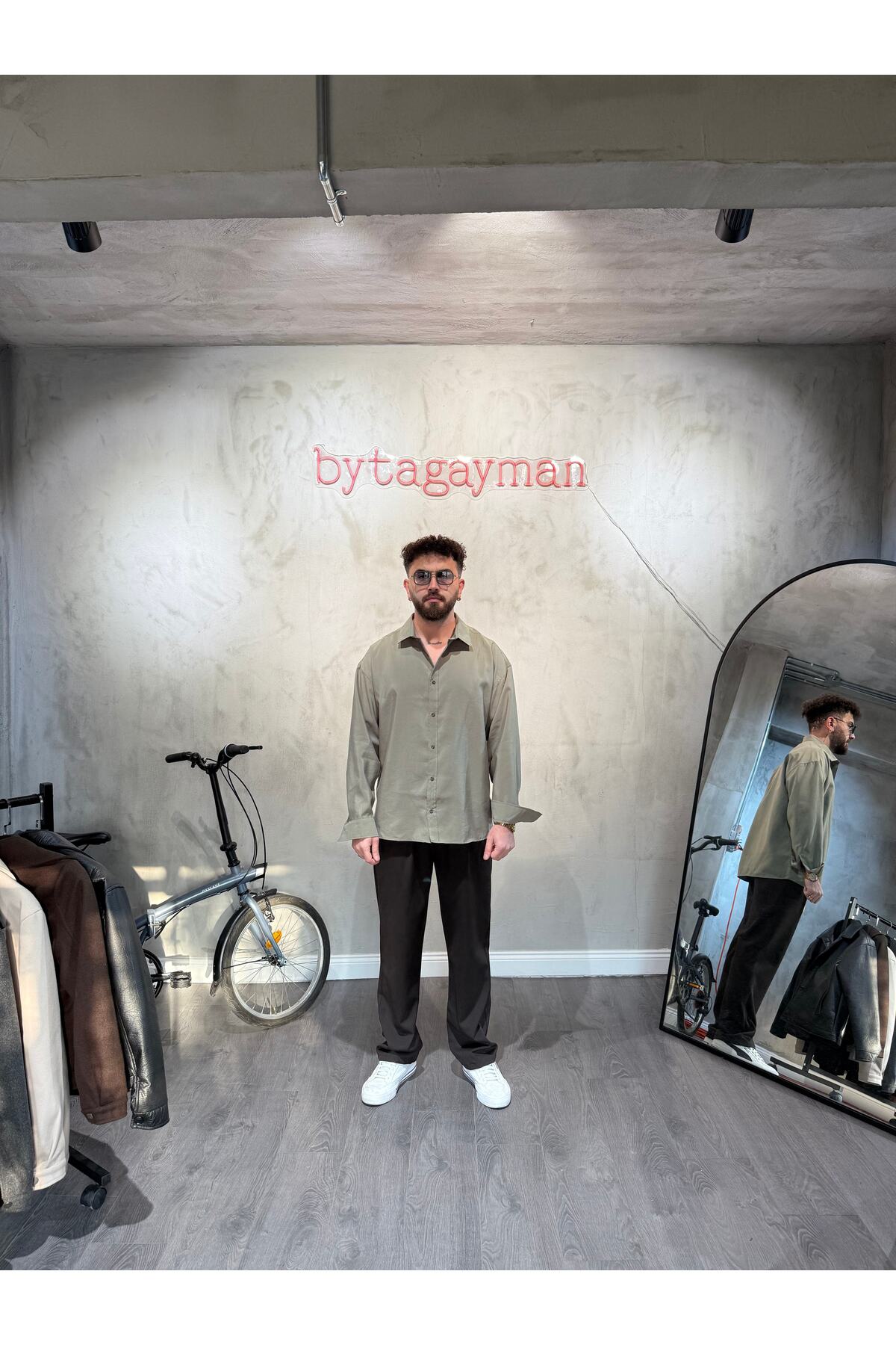 Haki Oversize Modal Gömlek