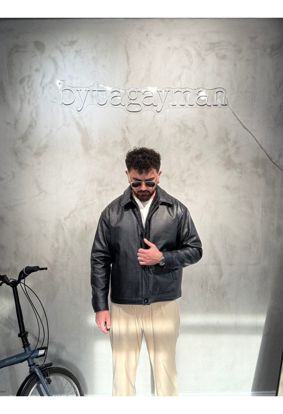 Yıkamalı Deri Kumaş Mont