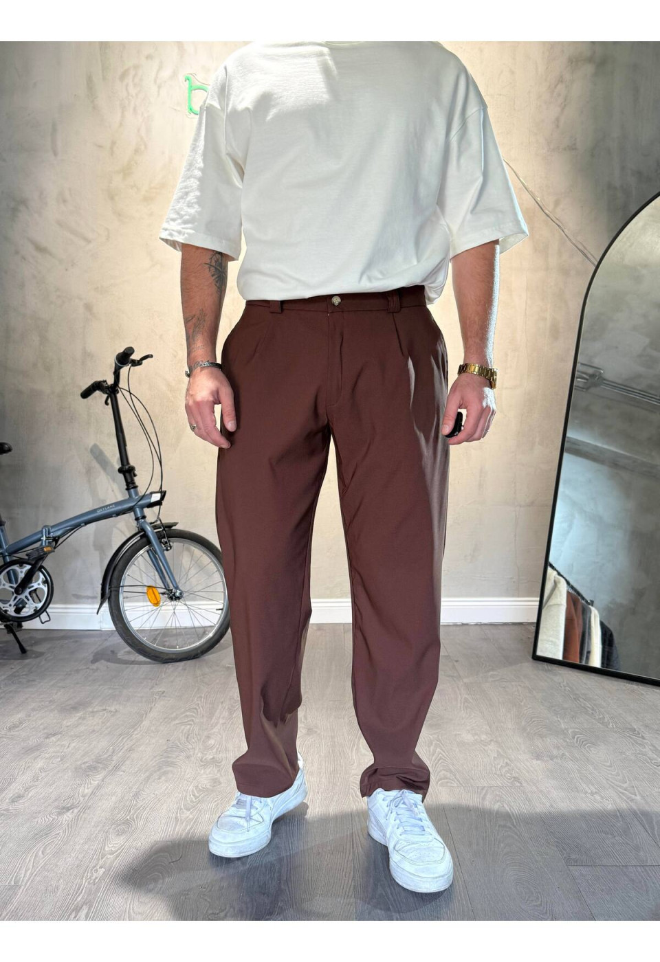 Paraşüt Kumaş Kahve Pantolon