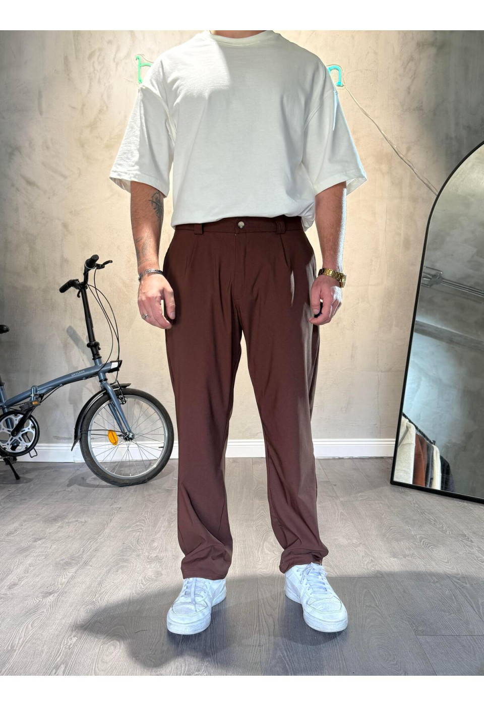 Paraşüt Kumaş Kahve Pantolon