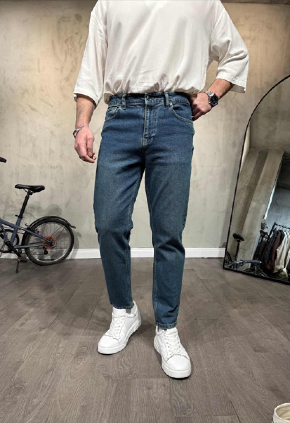 Boyfriend Likralı Petrol Yeşili Jean