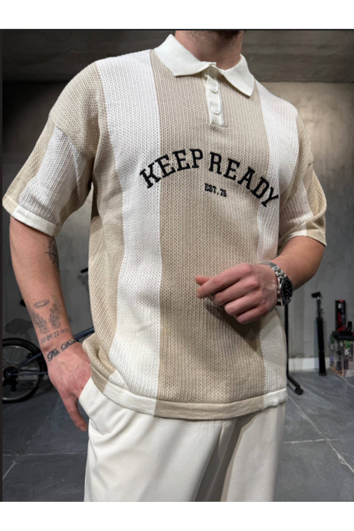 Polo Yaka Açık Kahve T-Shirt