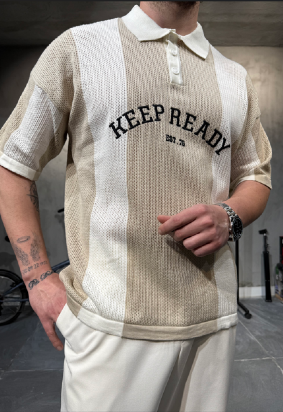 Polo Yaka Açık Kahve T-Shirt