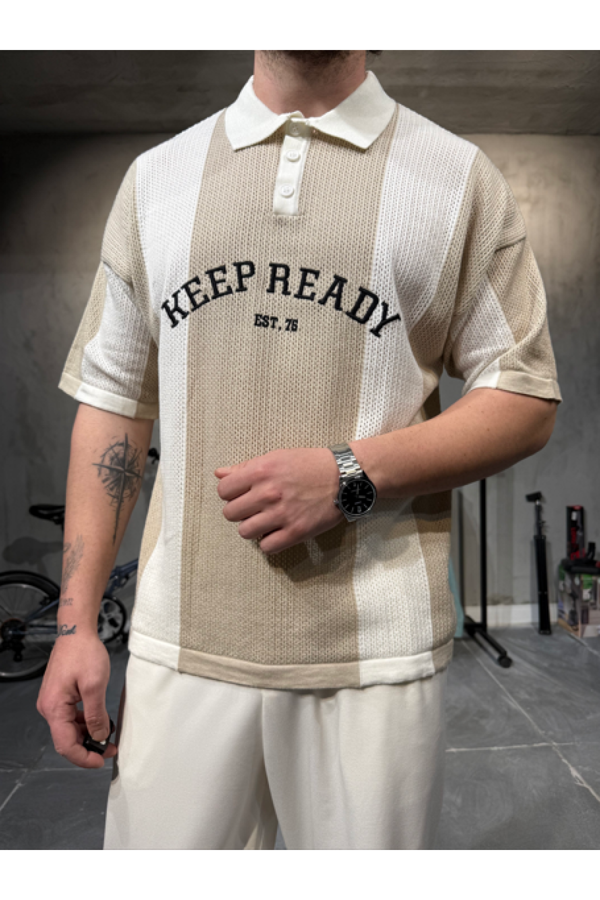 Polo Yaka Açık Kahve T-Shirt