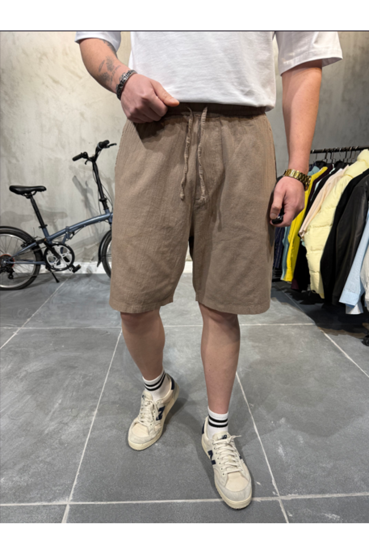 Keten Kahve Şort