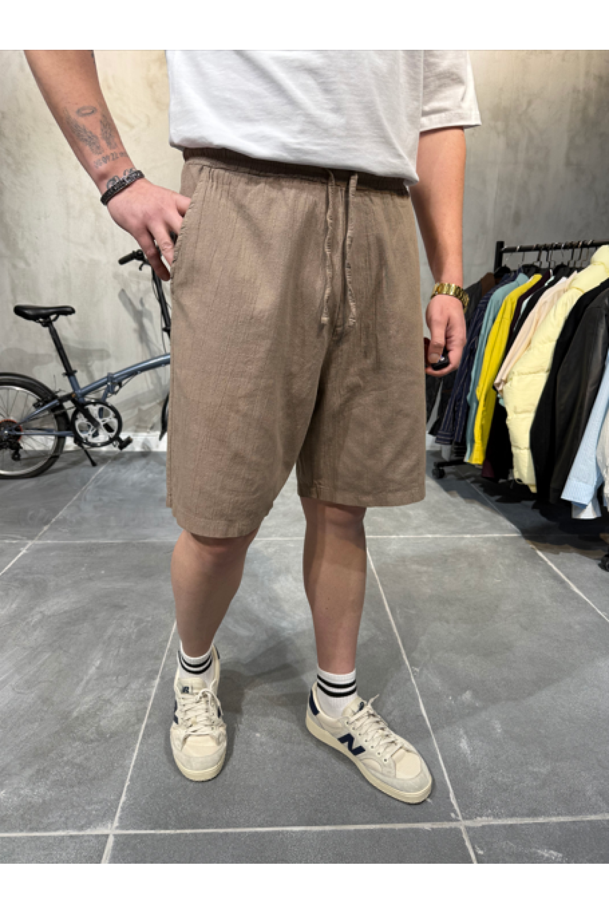 Keten Kahve Şort