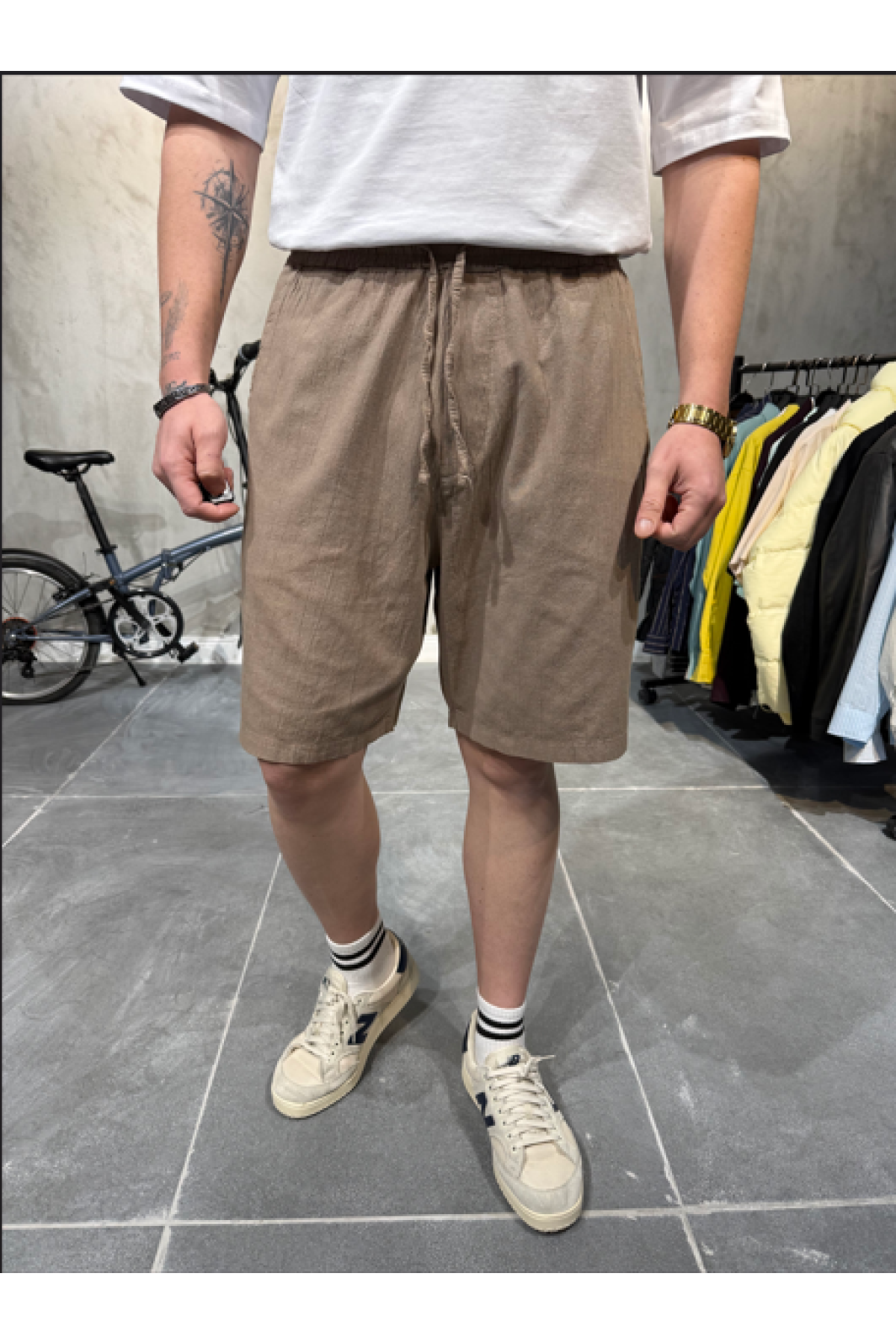 Keten Kahve Şort