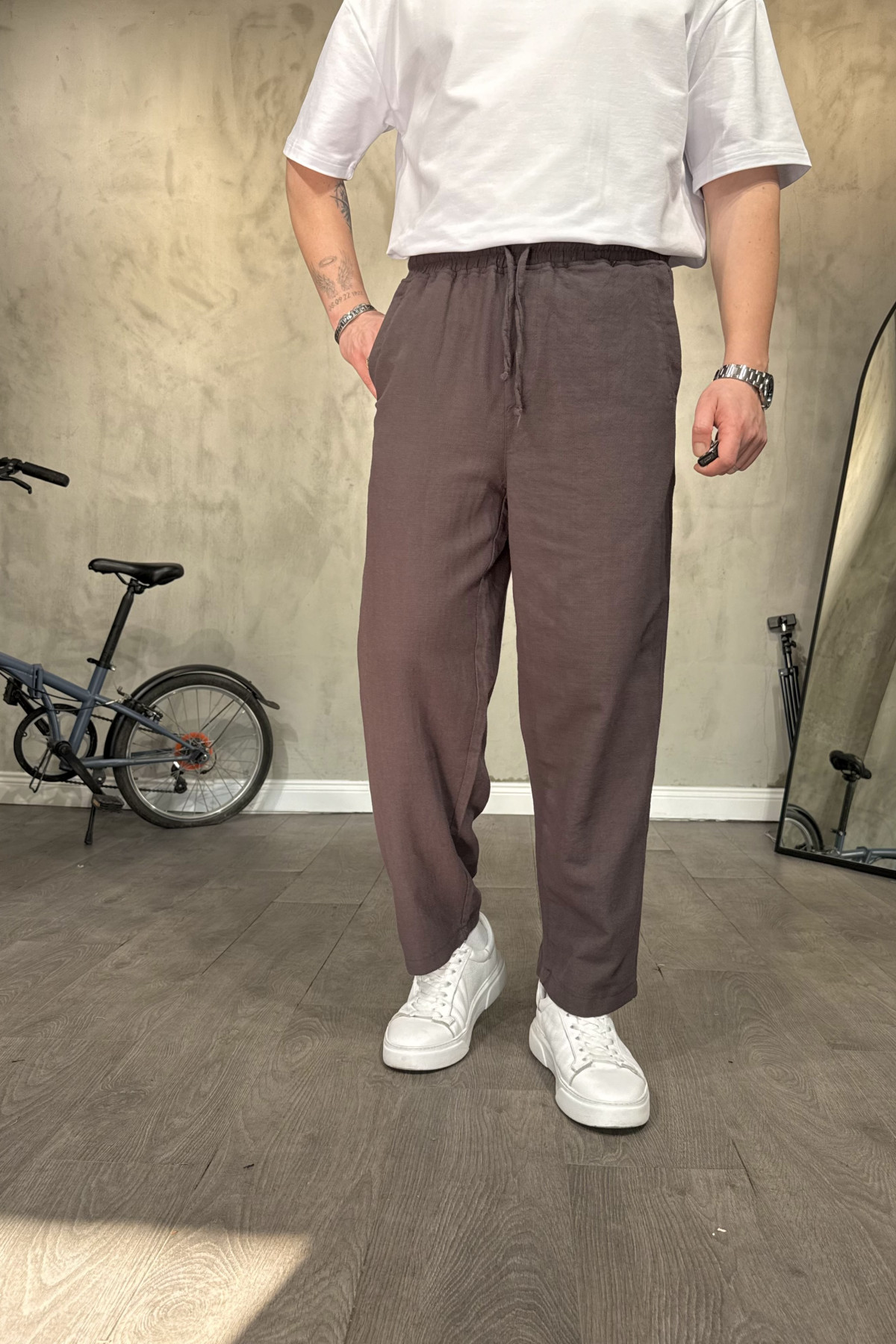 Kahve Keten Pantolon