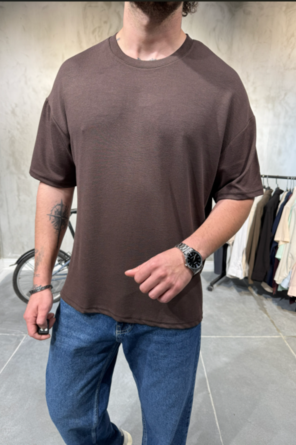 Selanik Örgü Kahve T-Shirt 