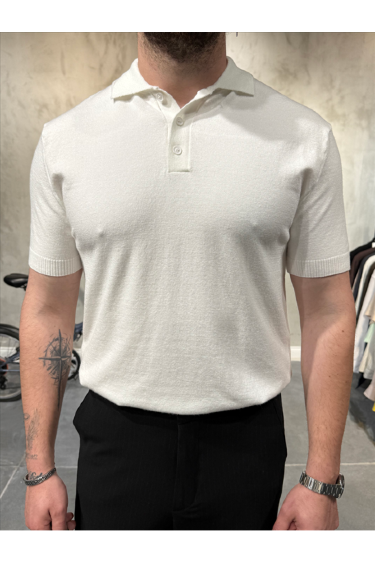 Basic Polo Yaka Beyaz T-Shirt