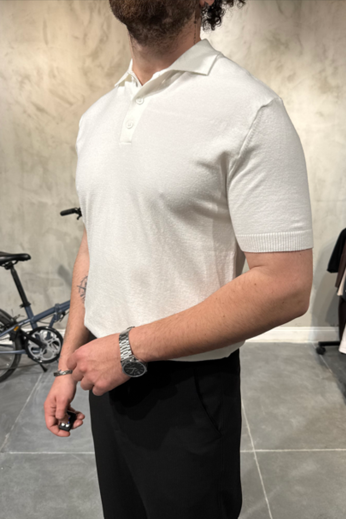 Basic Polo Yaka Beyaz T-Shirt