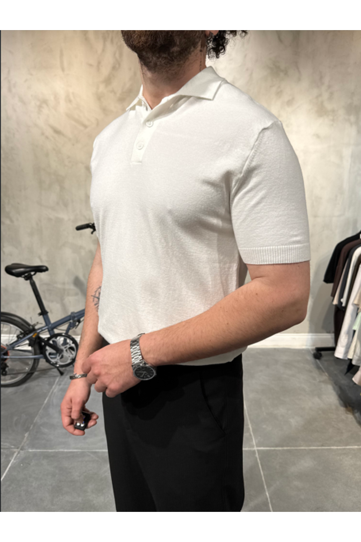 Basic Polo Yaka Beyaz T-Shirt