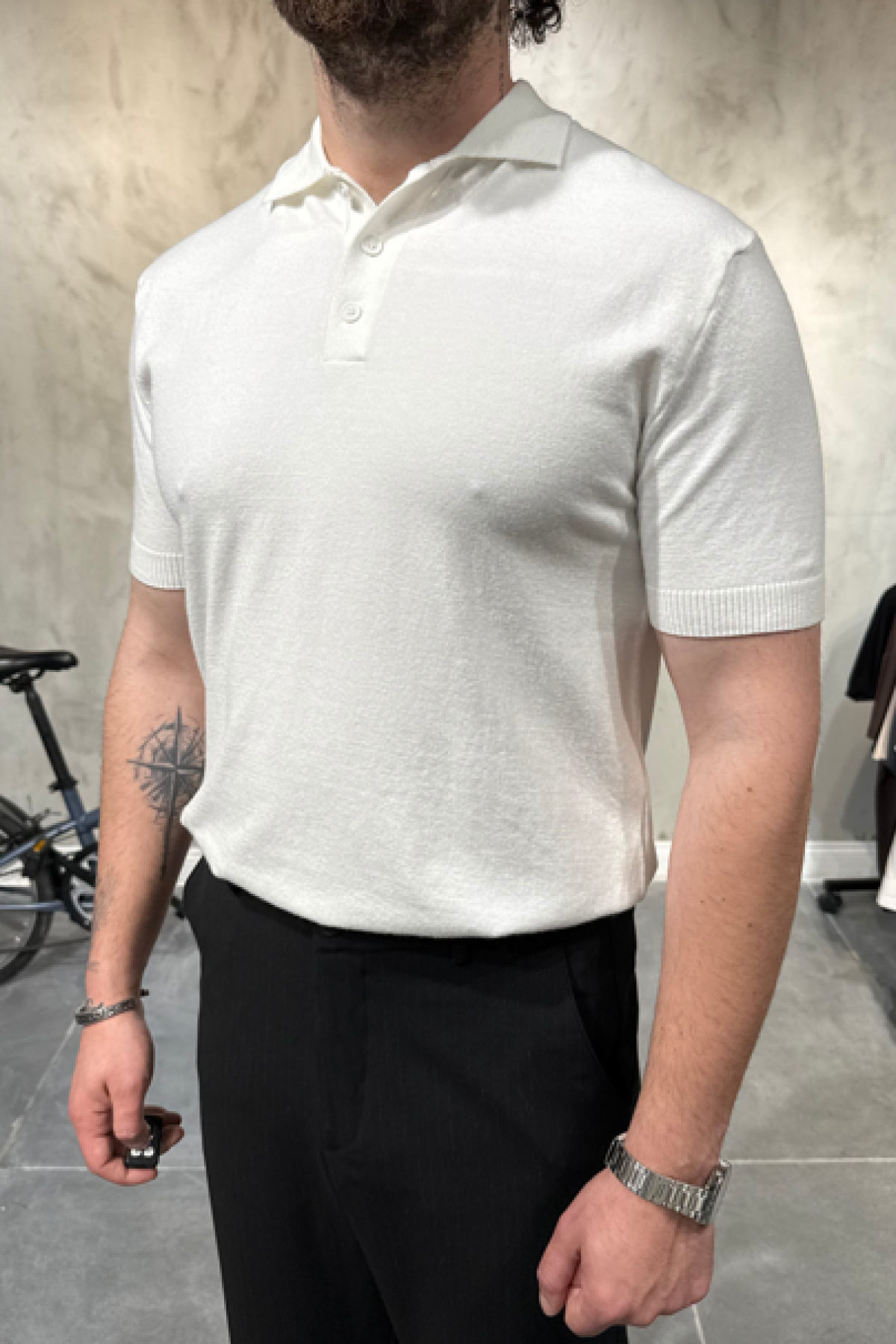 Basic Polo Yaka Beyaz T-Shirt