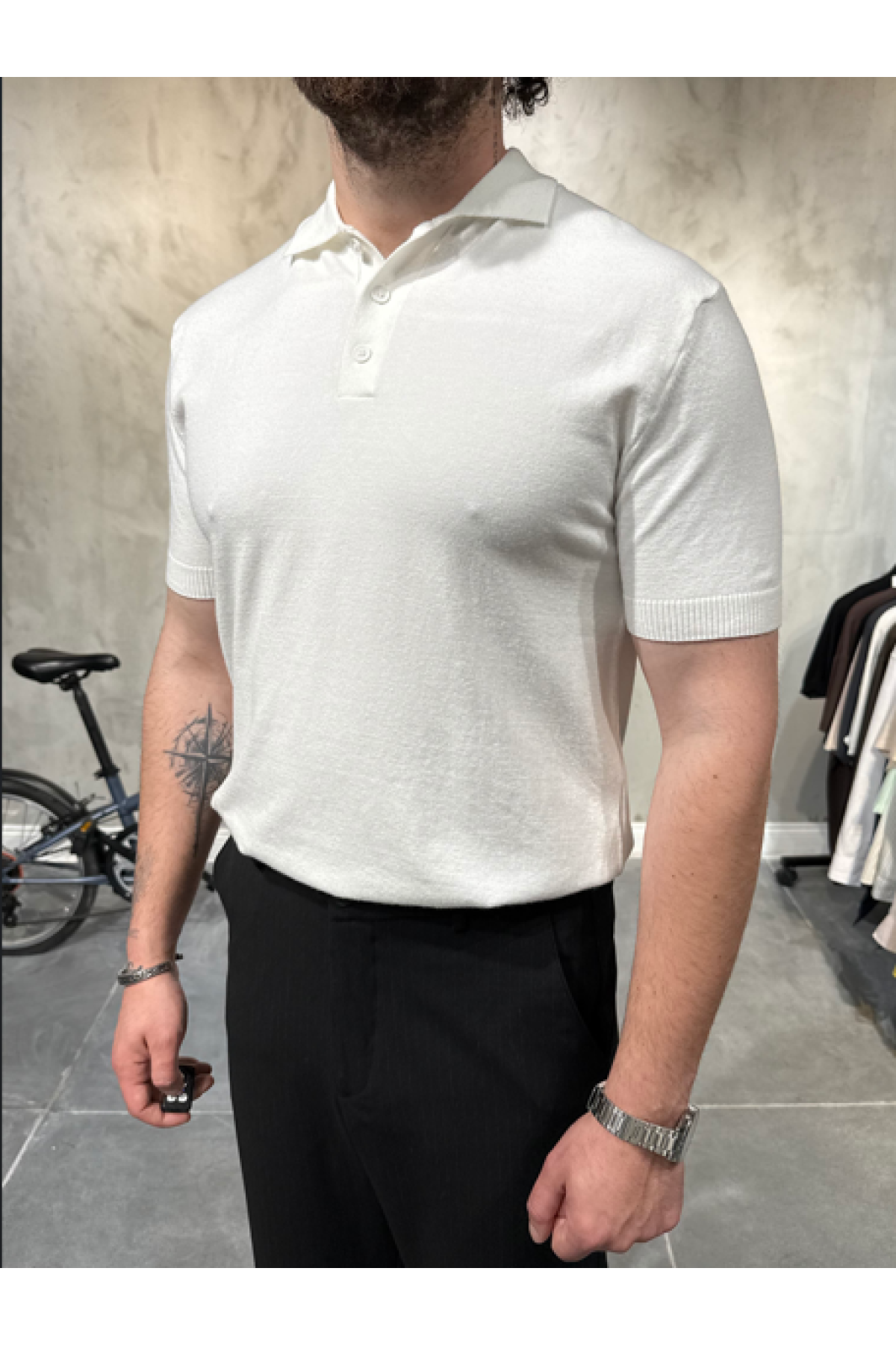 Basic Polo Yaka Beyaz T-Shirt