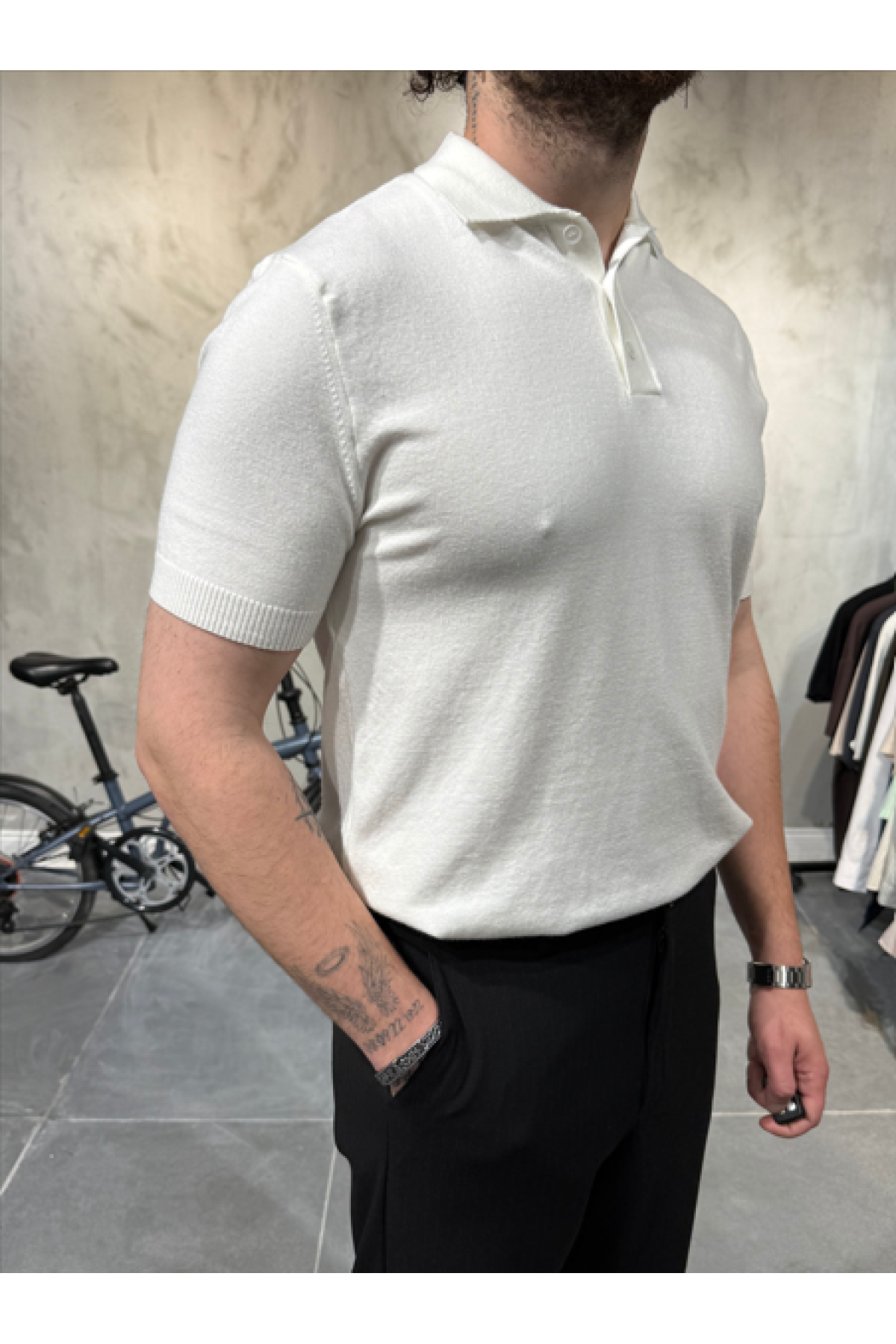 Basic Polo Yaka Beyaz T-Shirt