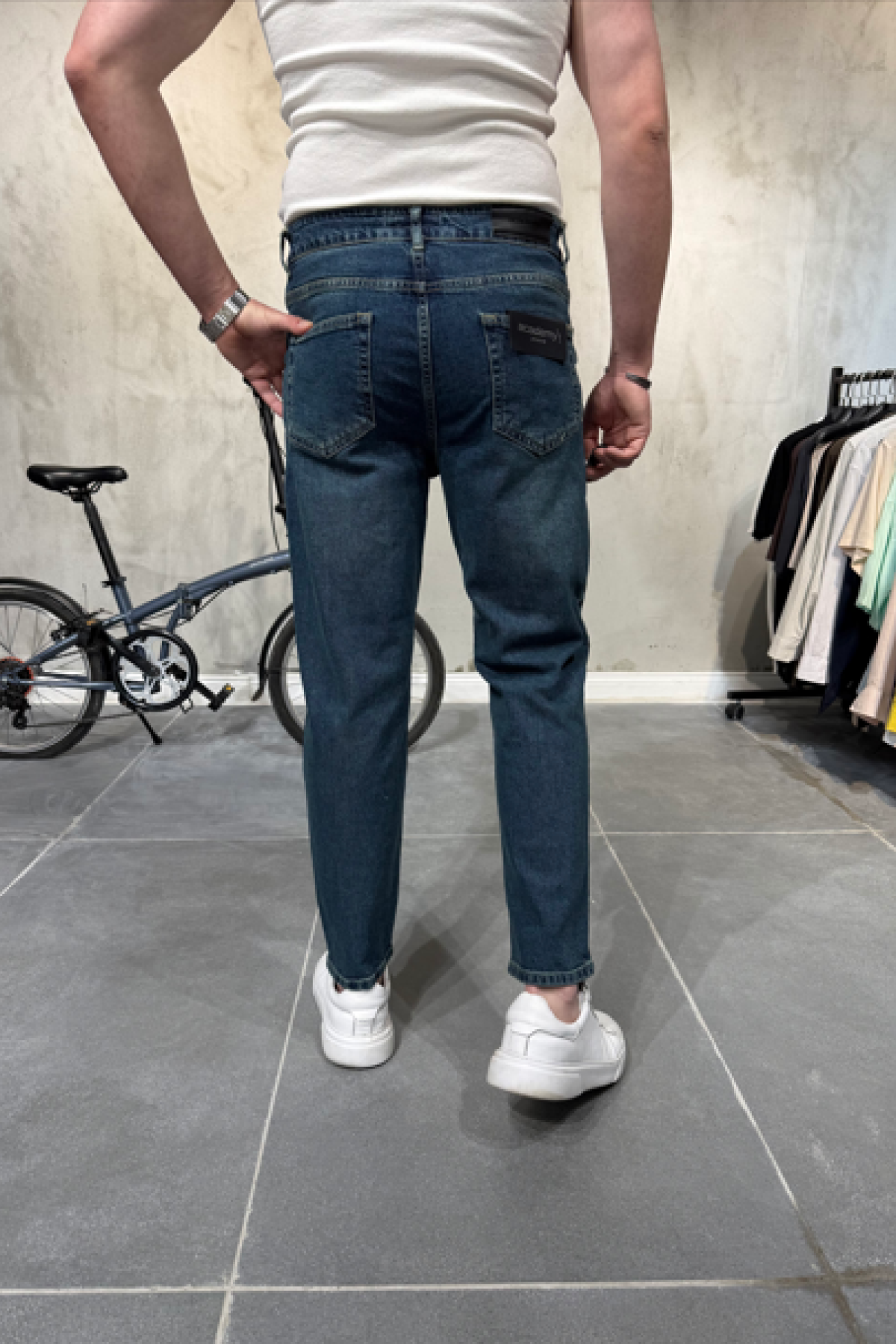 Boyfriend Likralı Petrol Yeşili Jean Boyfriend Likralı Petrol Yeşili Jean