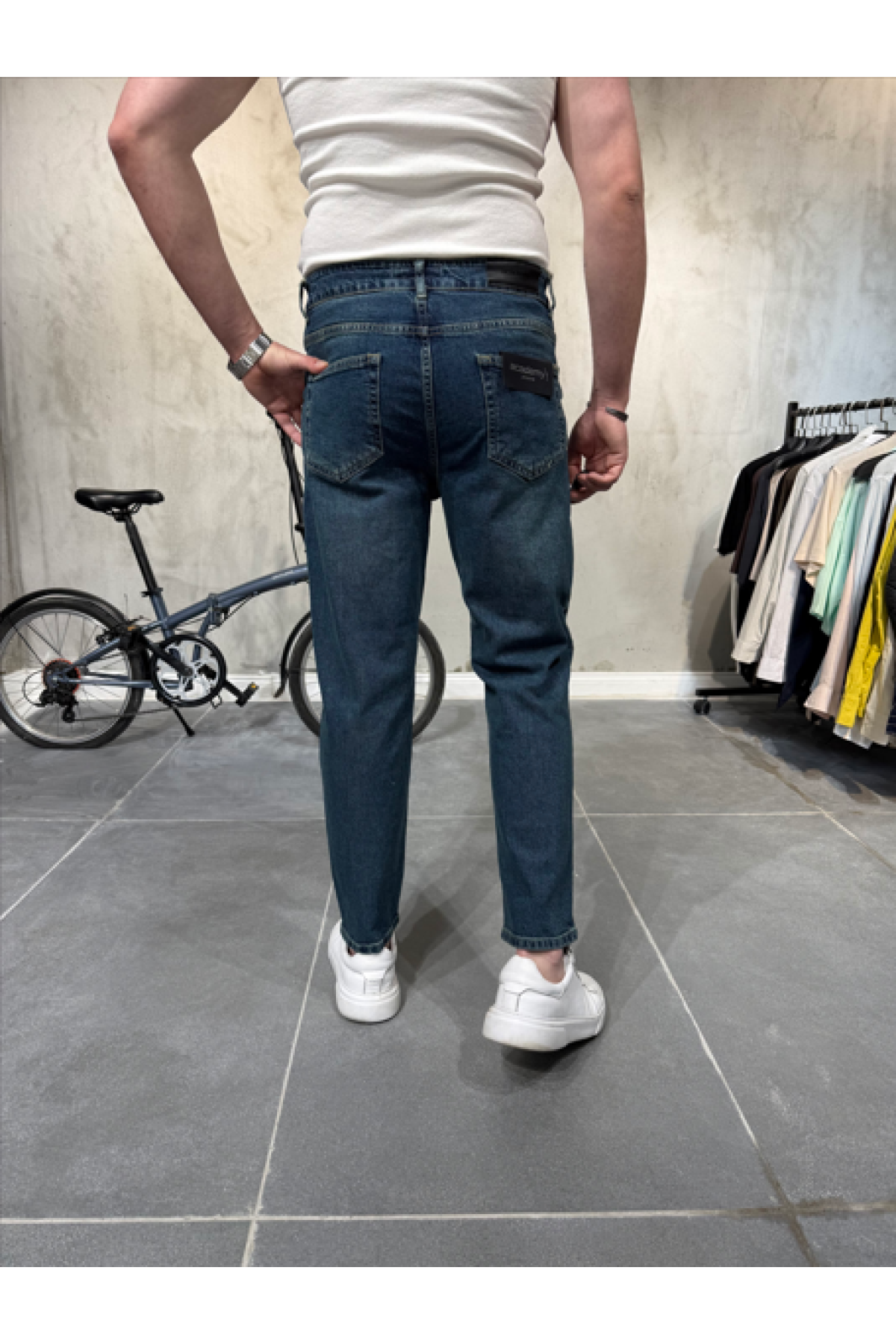 Boyfriend Likralı Petrol Yeşili Jean Boyfriend Likralı Petrol Yeşili Jean