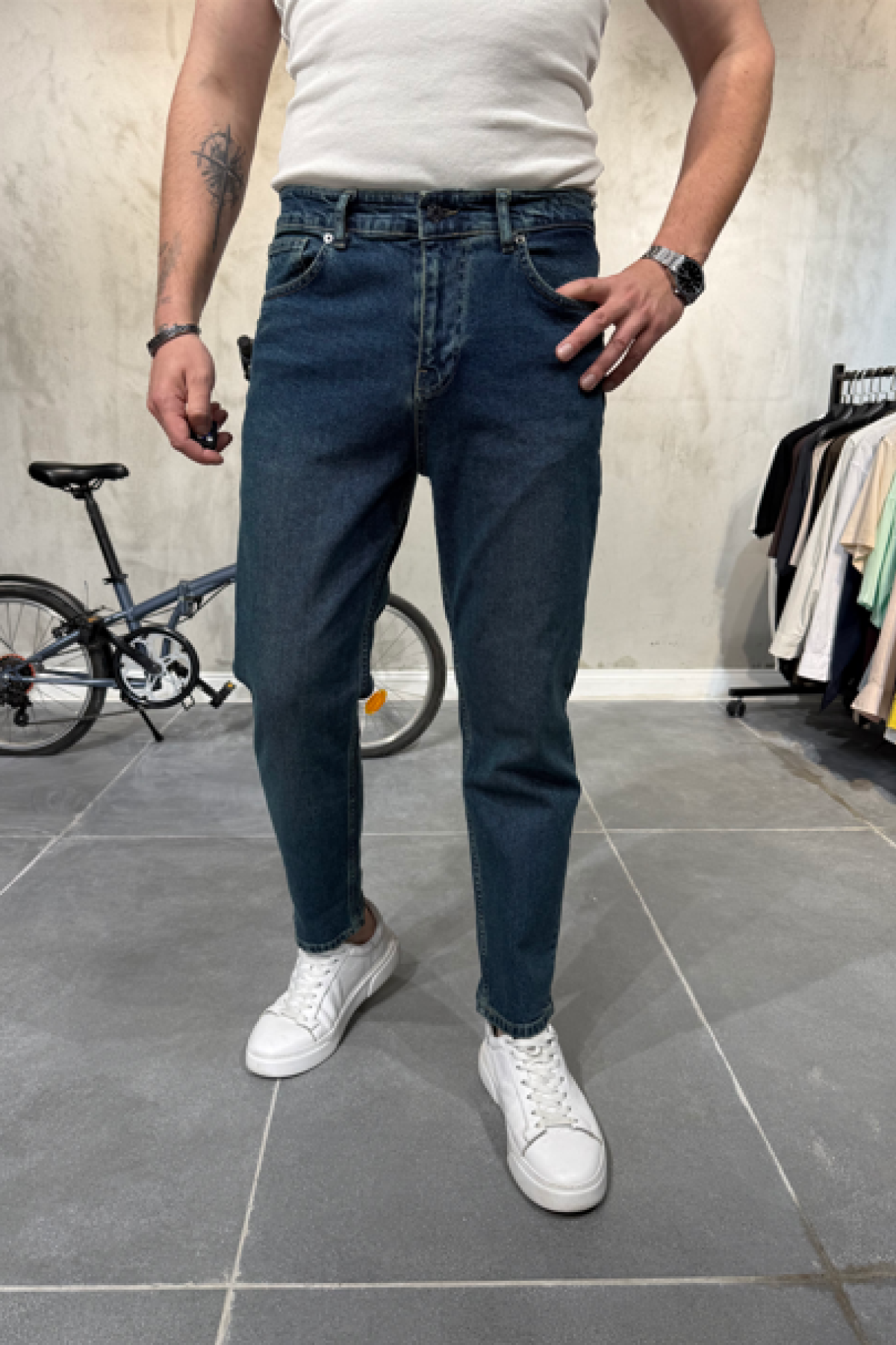 Boyfriend Likralı Petrol Yeşili Jean Boyfriend Likralı Petrol Yeşili Jean