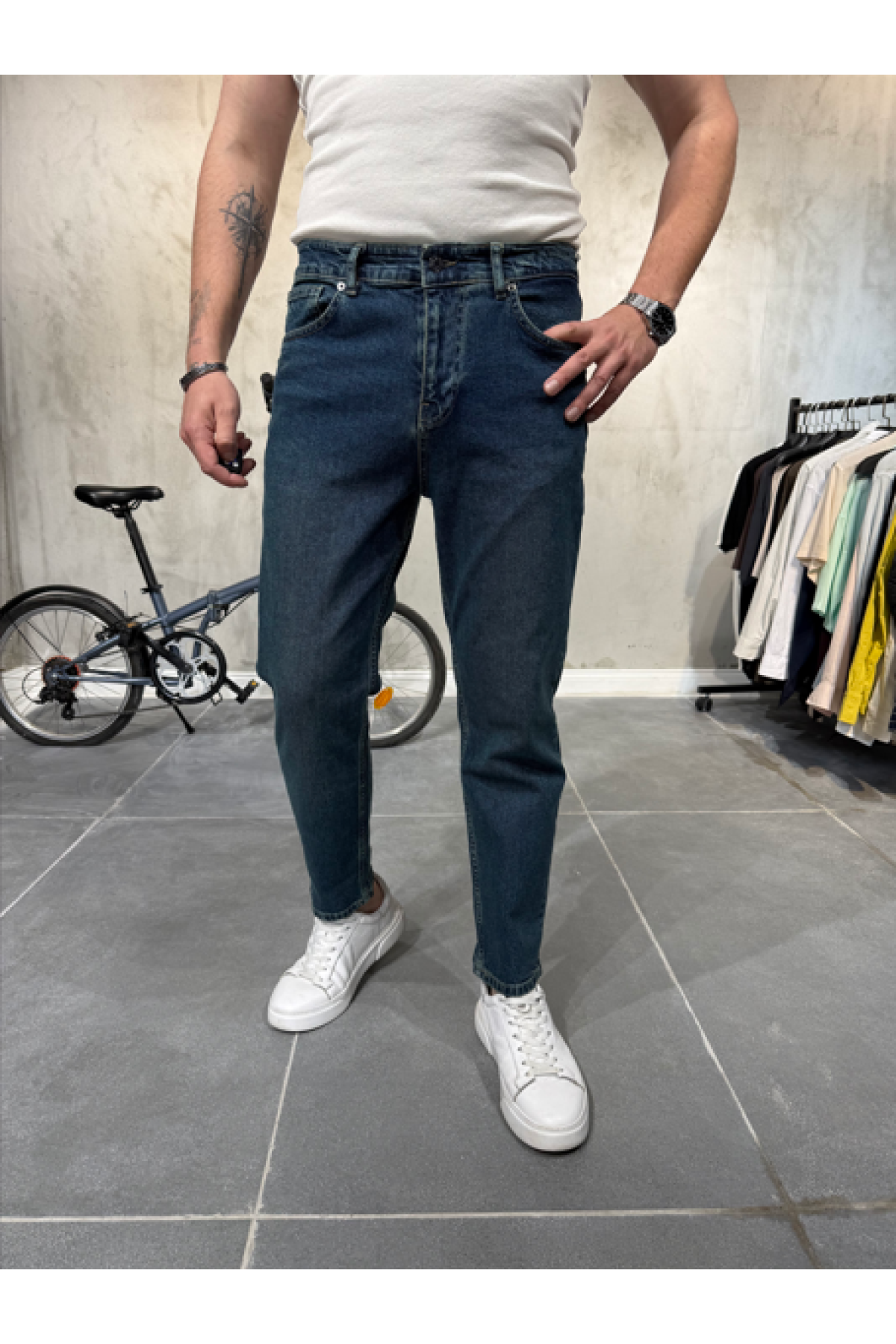 Boyfriend Likralı Petrol Yeşili Jean Boyfriend Likralı Petrol Yeşili Jean