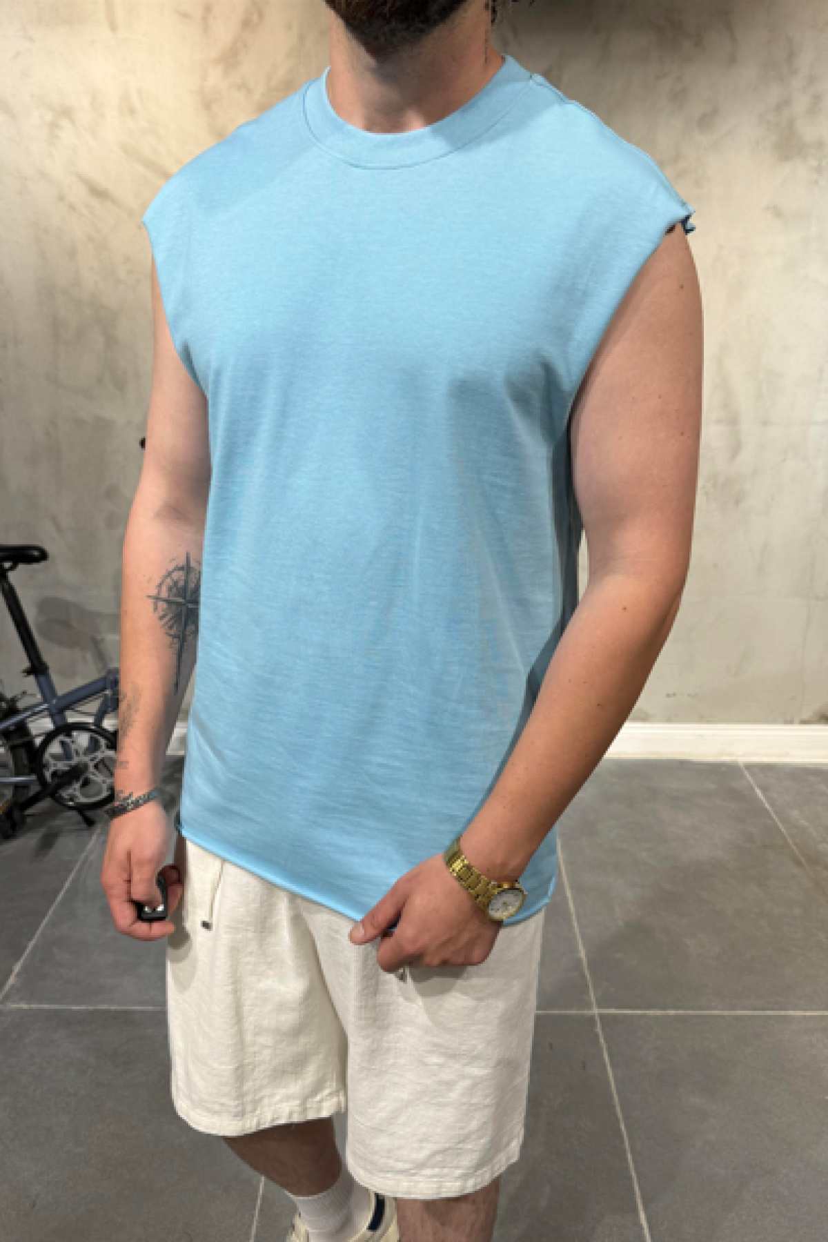 30/2 Sıfır Kol Bebe Mavisi T-Shirt 30/2 Sıfır Kol Bebe Mavisi T-Shirt