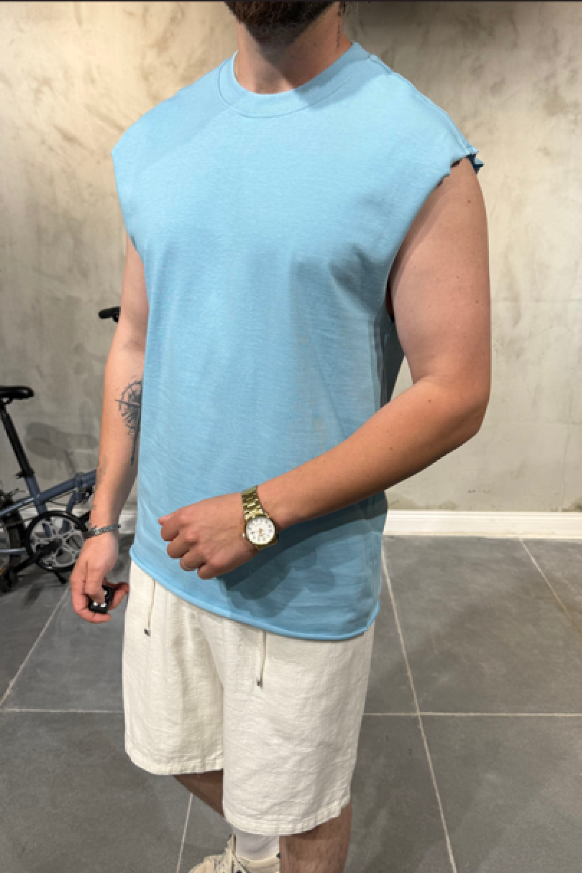 30/2 Sıfır Kol Bebe Mavisi T-Shirt 30/2 Sıfır Kol Bebe Mavisi T-Shirt