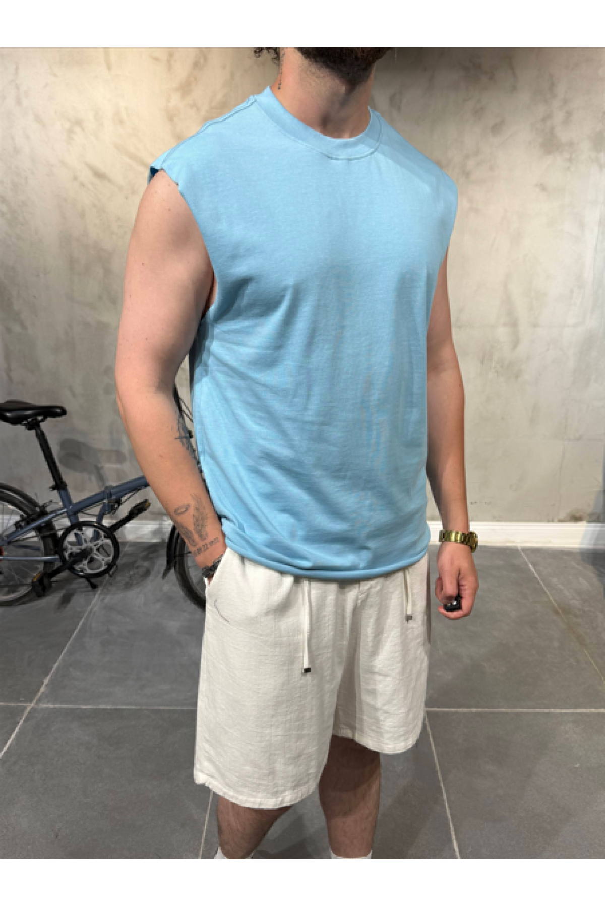 30/2 Sıfır Kol Bebe Mavisi T-Shirt 30/2 Sıfır Kol Bebe Mavisi T-Shirt