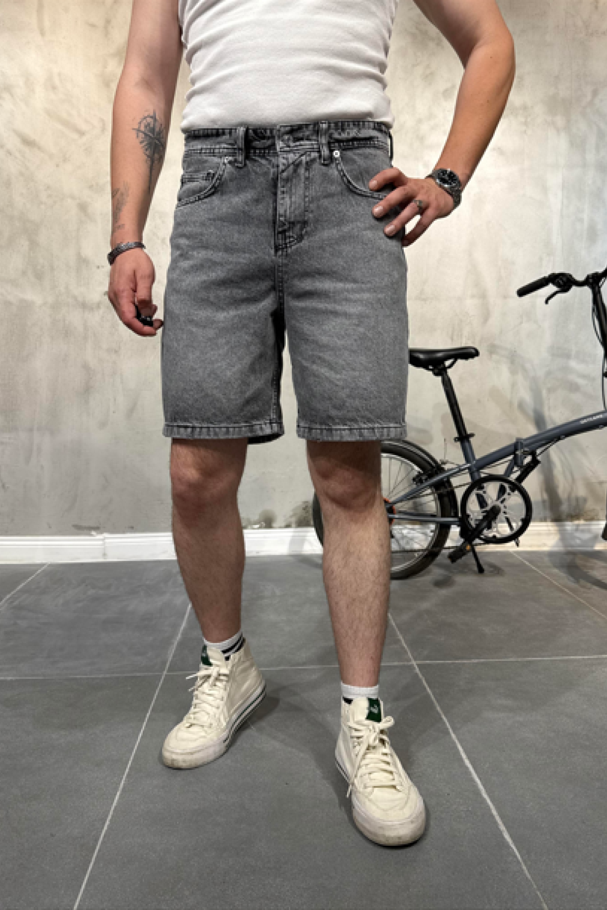 Baggy Antrasit Jean Şort Baggy Antrasit Jean Şort