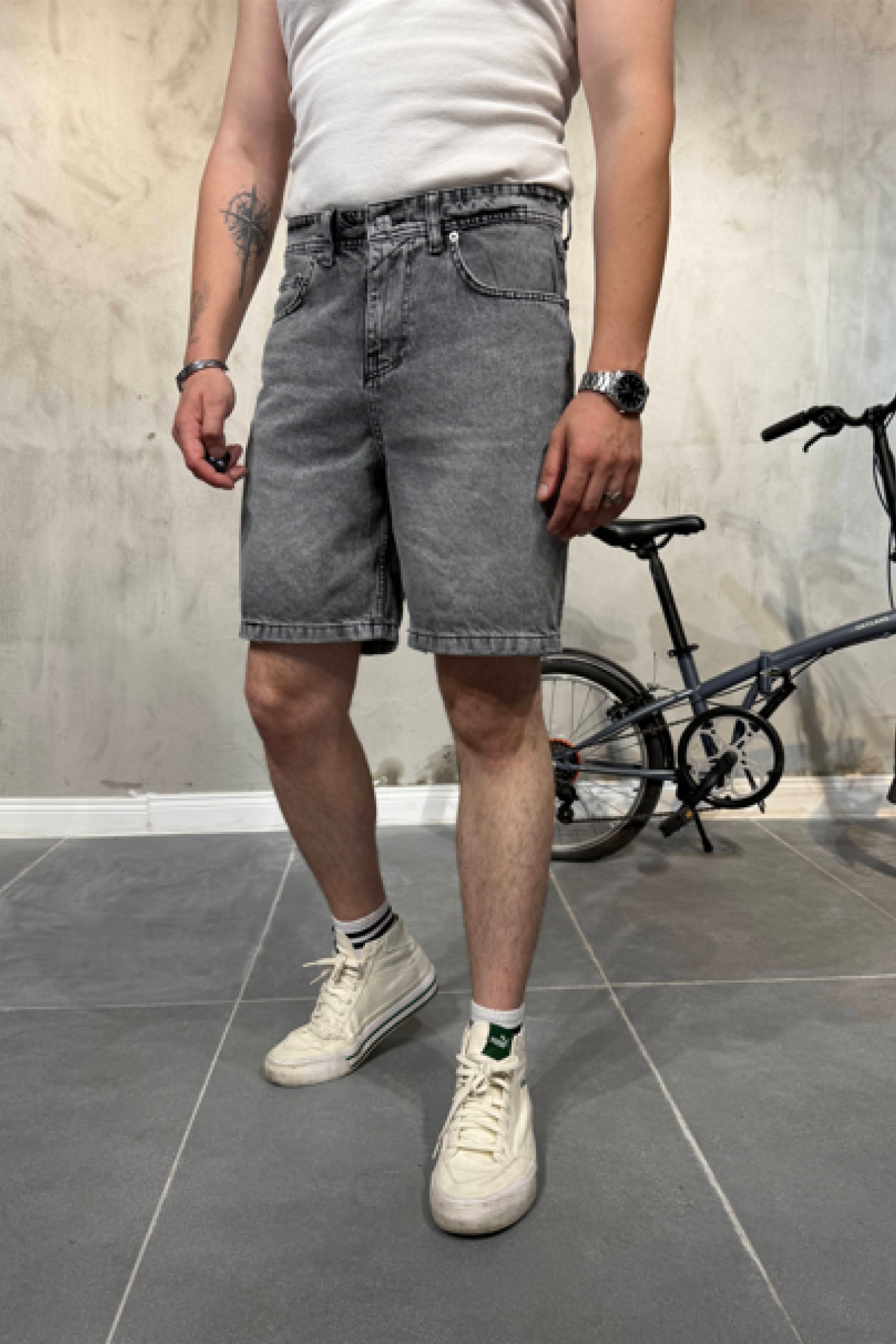 Baggy Antrasit Jean Şort Baggy Antrasit Jean Şort